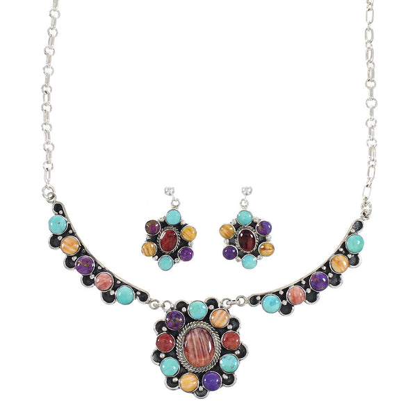 Multicolor Link Necklace And Earrings Jewelry Set GS57329