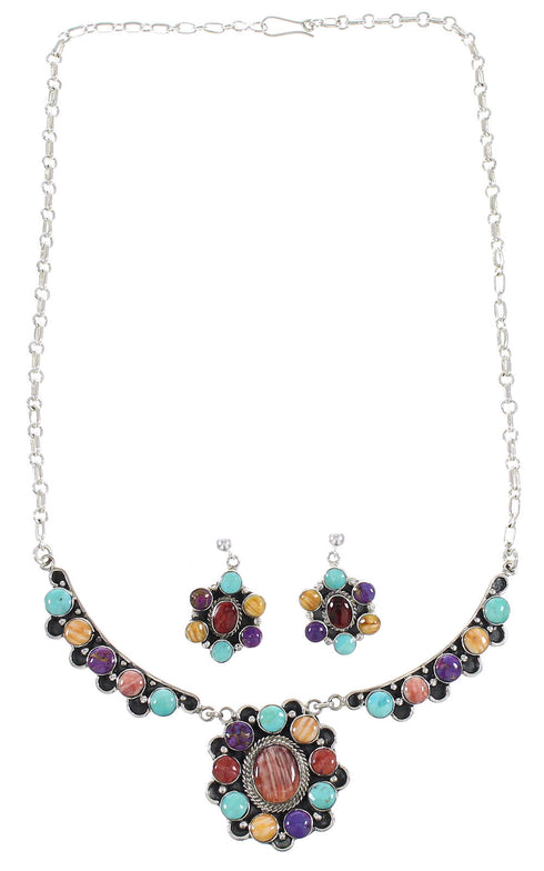 Multicolor Link Necklace And Earrings Jewelry Set GS57329