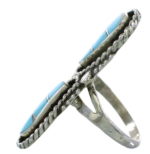 Turquoise And Sterling Silver Zuni Indian Ring Size 6-3/4 RX99542