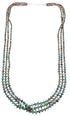 Turquoise And Coral 3-Strand Sterling Silver American Indian Bead Necklace RX99856
