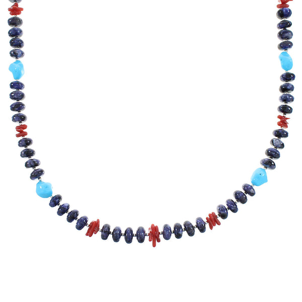 Genuine Sterling Silver Multicolor Navajo Indian Bead Necklace RX99888