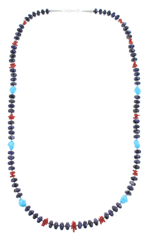 Genuine Sterling Silver Multicolor Navajo Indian Bead Necklace RX99888