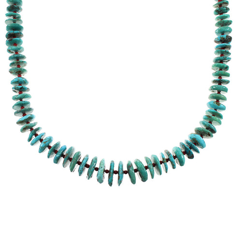 Sterling Silver Turquoise And Coral Navajo Jewelry Bead Necklace AX99940