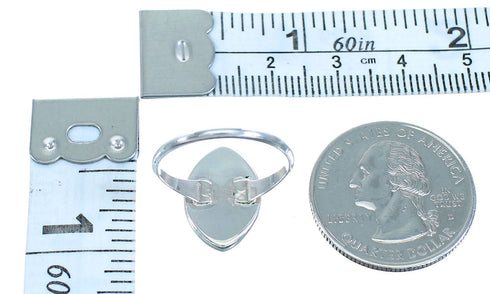 Silver Native American Turquoise Inlay Jewelry Ring Size 6-3/4 AX101471