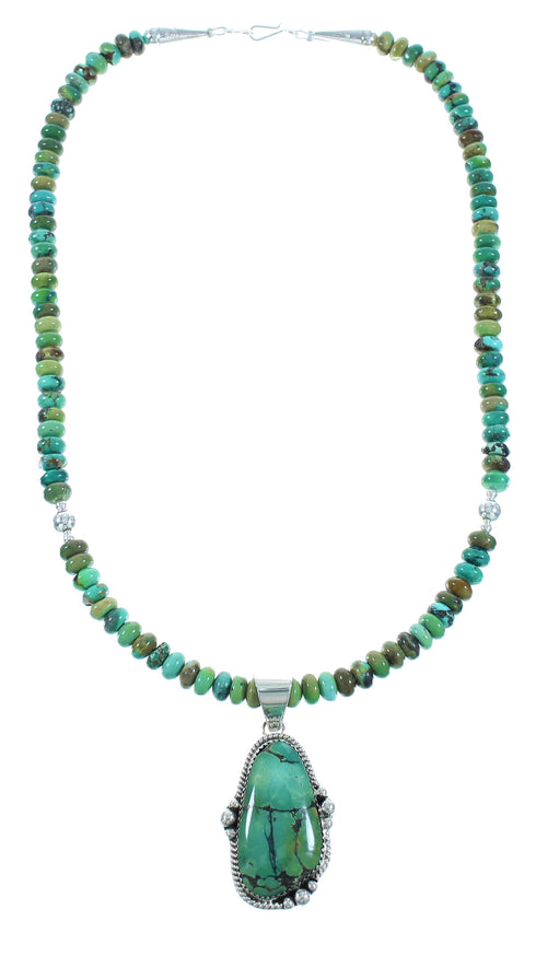 Silver Navajo Turquoise Bead Necklace Set AX102107
