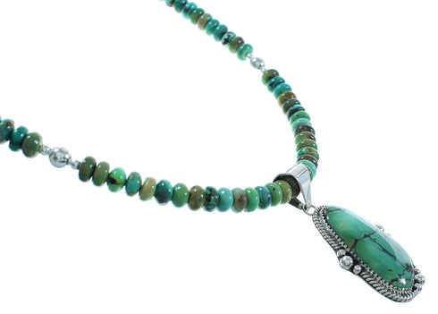 Silver Navajo Turquoise Bead Necklace Set AX102107