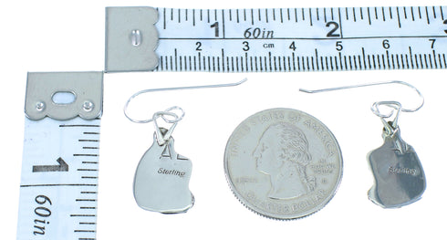 Turquoise Sterling Silver Zuni Leaf Hook Dangle Earrings AX102597