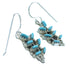 Turquoise Needlepoint Zuni Sterling Silver Leaf Hook Dangle Earrings AX102604