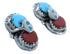 Sterling Silver Turquoise And Coral Zuni Effie Calavaza Snake Post Earrings TX103543