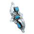 Genuine Sterling Silver Turquoise American Indian Zuni Leaf Ring