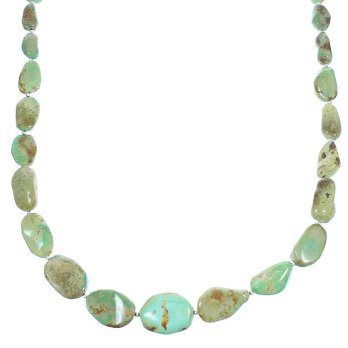 Turquoise Authentic Sterling Silver Navajo Bead Necklace SX104896