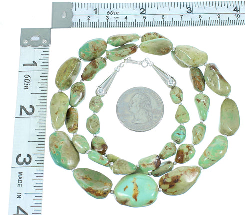 Turquoise Authentic Sterling Silver Navajo Bead Necklace SX104896