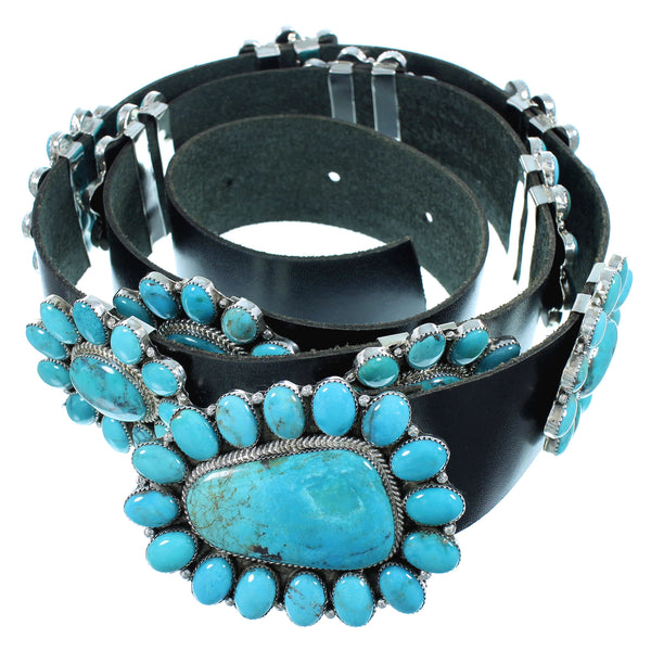 Navajo Turquoise And Genuine Sterling Silver Concho Belt SX105010