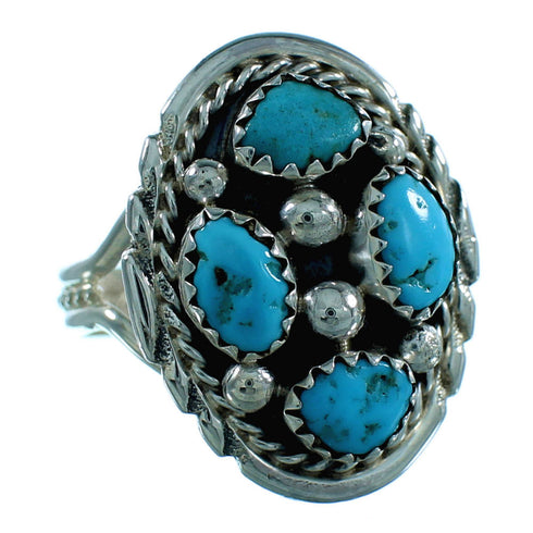 Native American Sterling Silver And Turquoise Jewelry Ring