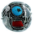 Turquoise And Coral Navajo Indian Sterling Silver Ring Size 12-1/4 SX106580