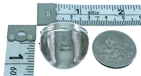 Turquoise And Coral Navajo Indian Sterling Silver Ring Size 12-1/4 SX106580