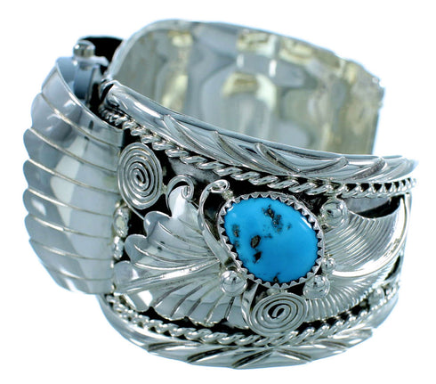 Sterling Silver Native American Turquoise Leaf Cuff Watch SX105578