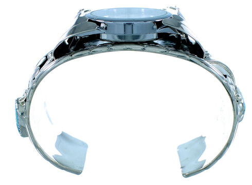 Sterling Silver Native American Turquoise Leaf Cuff Watch SX105578