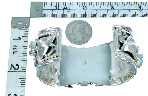 Sterling Silver Native American Turquoise Leaf Cuff Watch SX105578