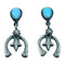 Navajo Turquoise Sterling Silver Naja Post Dangle Earrings SX106028