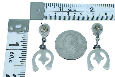 Navajo Turquoise Sterling Silver Naja Post Dangle Earrings SX106028