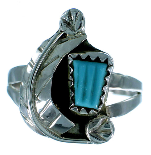Zuni Turquoise Authentic Sterling Silver Leaf Ring