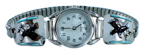 Multicolor Inlay Eagle Genuine Sterling Silver Watch RX68480