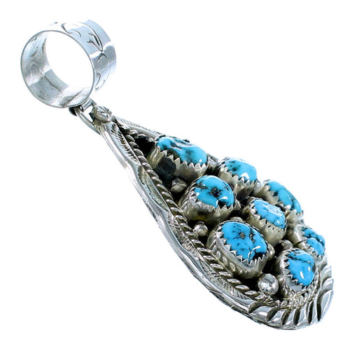 Genuine Sterling Silver Navajo Turquoise Tear Drop Pendant SX107373