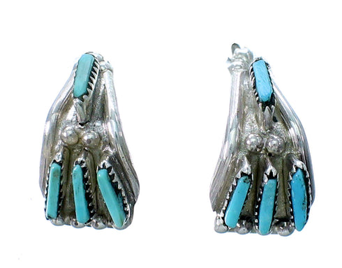 Native American Zuni Indian Jewelry Silver Turquoise Earrings ES12263