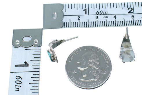 Native American Zuni Indian Jewelry Silver Turquoise Earrings ES12263