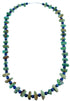 Navajo Kingman Turquoise And Lapis Sterling Silver Bead Necklace SX108074