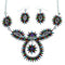Southwestern Multicolor Needlepoint Sterling Silver Link Necklace Set SX108331
