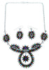 Southwestern Multicolor Needlepoint Sterling Silver Link Necklace Set SX108331