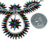 Southwestern Multicolor Needlepoint Sterling Silver Link Necklace Set SX108331