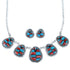 Multicolor Southwest Jewelry Silver Link Necklace Earrings PX36780