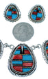 Multicolor Southwest Jewelry Silver Link Necklace Earrings PX36780