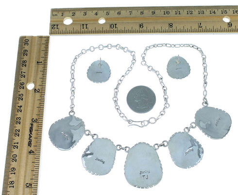 Multicolor Southwest Jewelry Silver Link Necklace Earrings PX36780