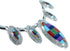Sterling Silver Multicolor Link Necklace Earrings Set Jewelry PX37805