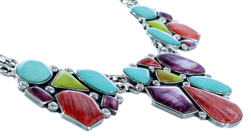 Southwestern Multicolor Link Necklace And Earrings Set EX32904