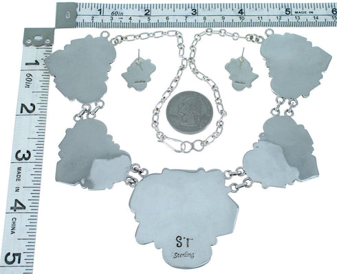 Southwestern Multicolor Link Necklace And Earrings Set EX32904