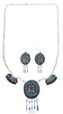 Turquoise Coral Southwest Link Necklace Earrings Set GS74741