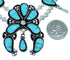 Zuni Indian Authentic Sterling Silver Turquoise Inlay Squash Blossom Necklace Set SX108784