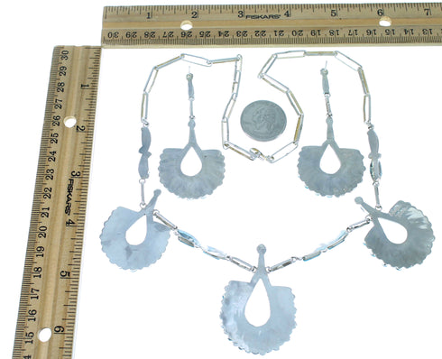 Turquoise Zuni Genuine Sterling Silver Link Necklace Set SX108799