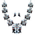 Multicolor Thunderbird Sterling Silver Zuni Squash Blossom Necklace Set SX109207