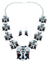 Multicolor Thunderbird Sterling Silver Zuni Squash Blossom Necklace Set SX109207