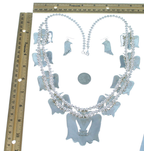 Multicolor Thunderbird Sterling Silver Zuni Squash Blossom Necklace Set SX109207