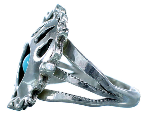 Genuine Sterling Silver Navajo Indian Turquoise Bear Paw Ring