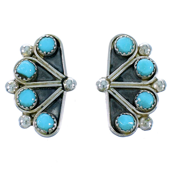 Turquoise And Authentic Sterling Silver Zuni Post Earrings SX109675