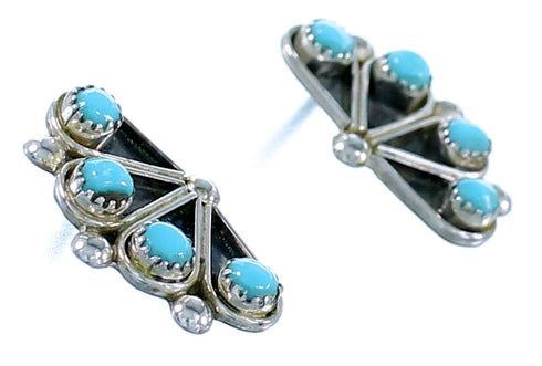 Turquoise And Authentic Sterling Silver Zuni Post Earrings SX109675