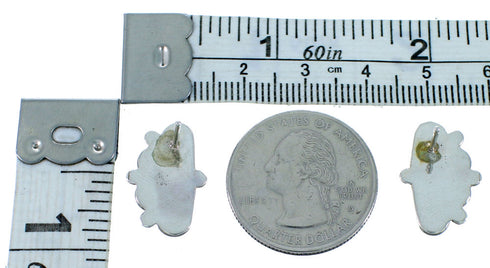 Turquoise And Authentic Sterling Silver Zuni Post Earrings SX109675